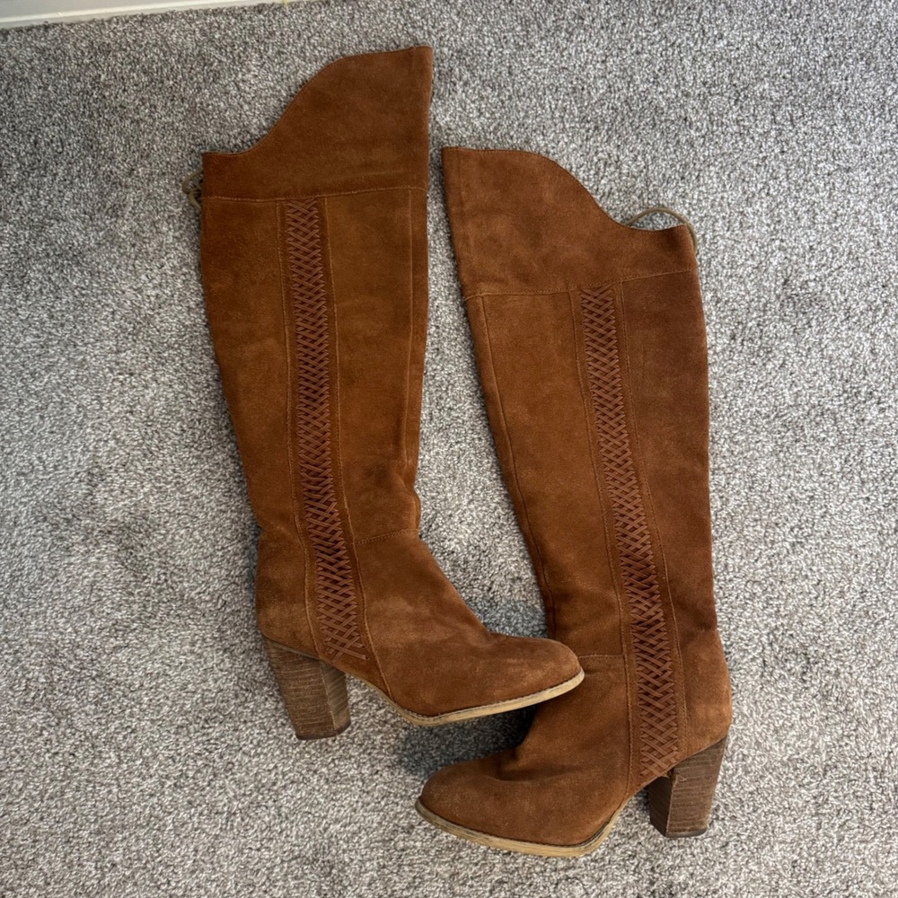Western Boho Suede Tall Boots Sbicca Gusto Size 10 Brown